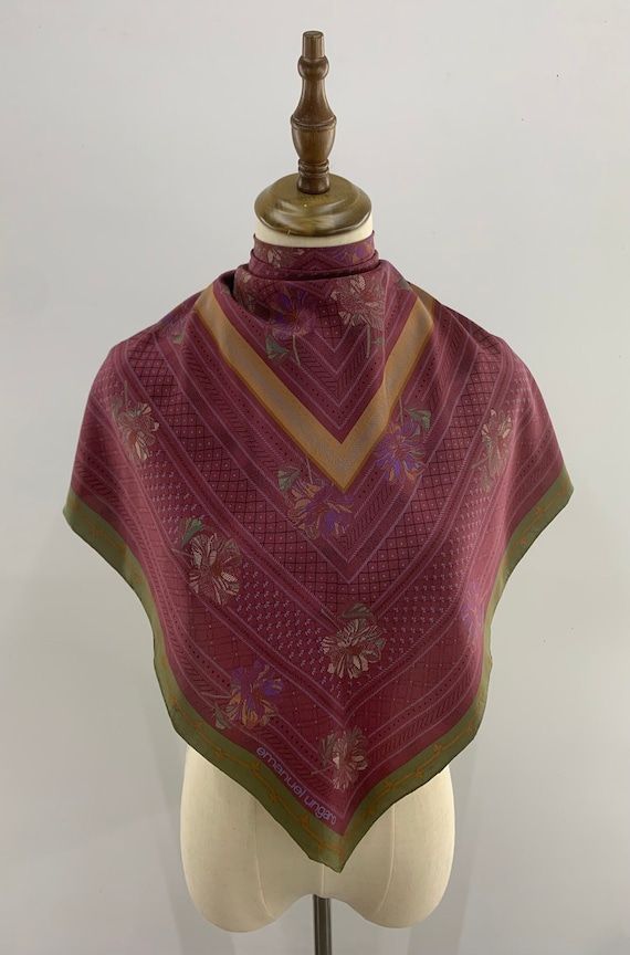 Vintage Emanuel Ungaro Silk Scarf, Floral Scarf, … - image 1