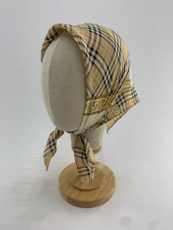 Vintage Burberrys Nova Check Silk Handkerchief, A… - image 3