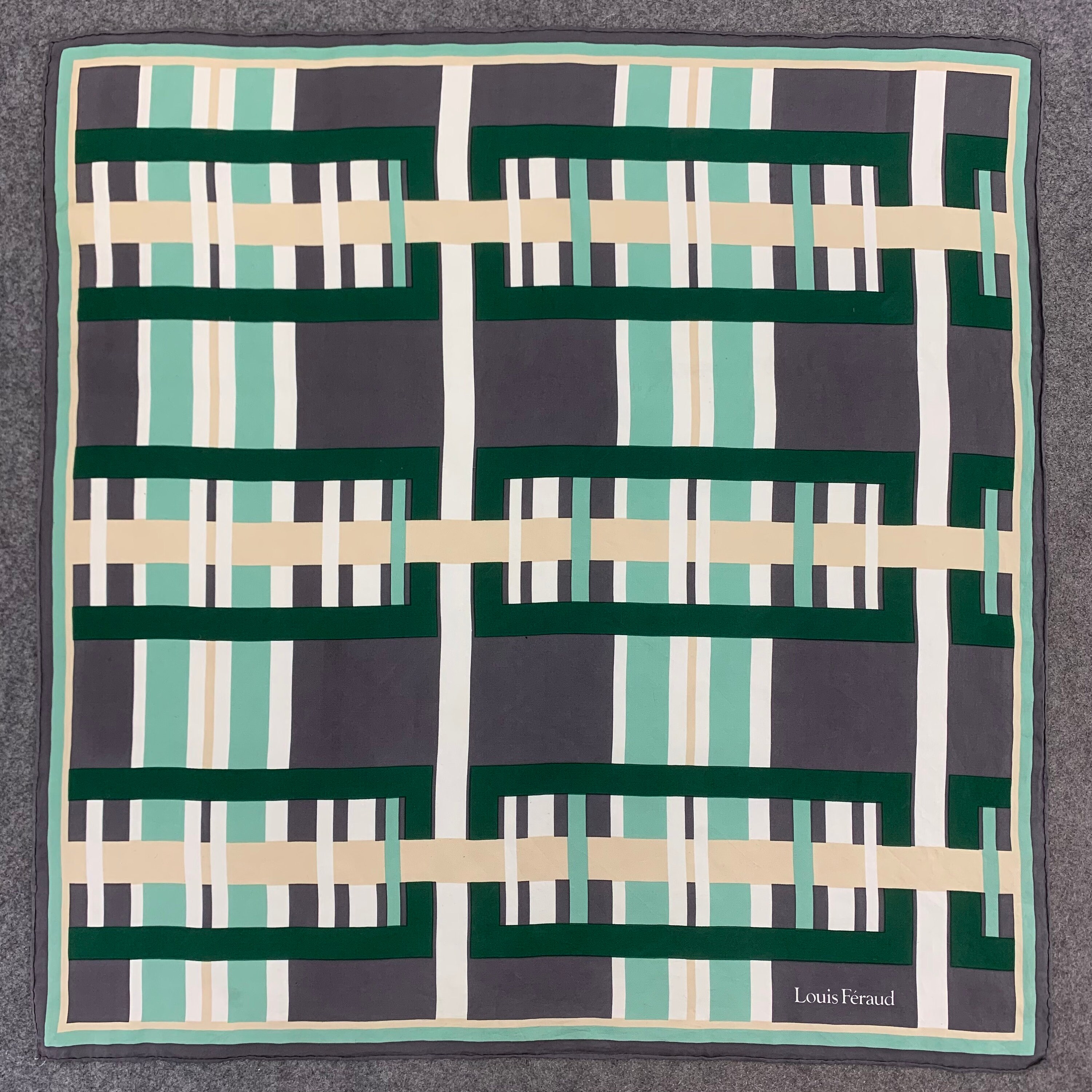 Vintage Louis Feraud Stripe Silk Scarf, Vintage Scarf Carre