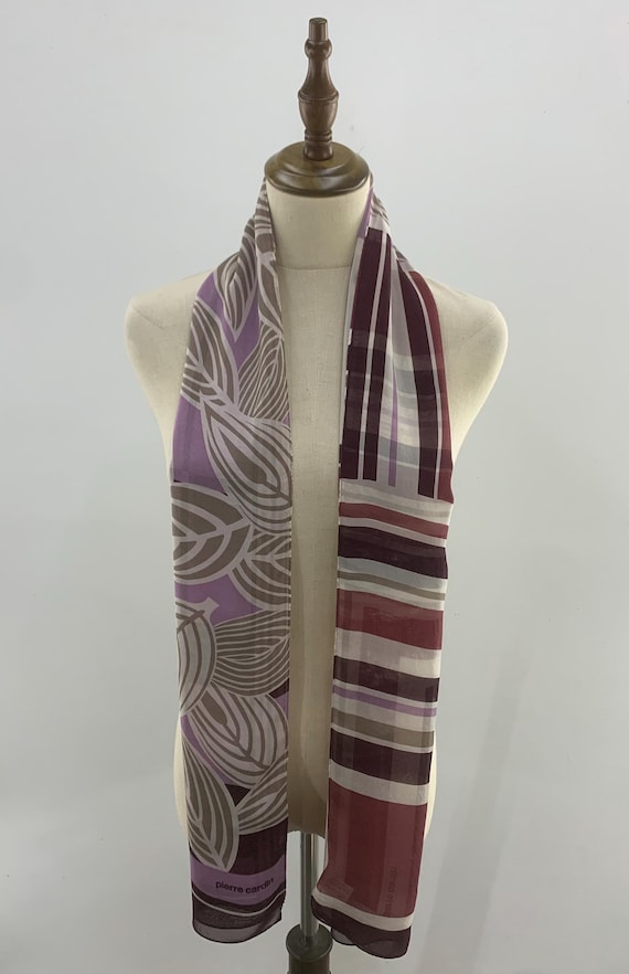 Vintage Pierre Cardin Silk Scarf Art Leaves Print Neck Scarf