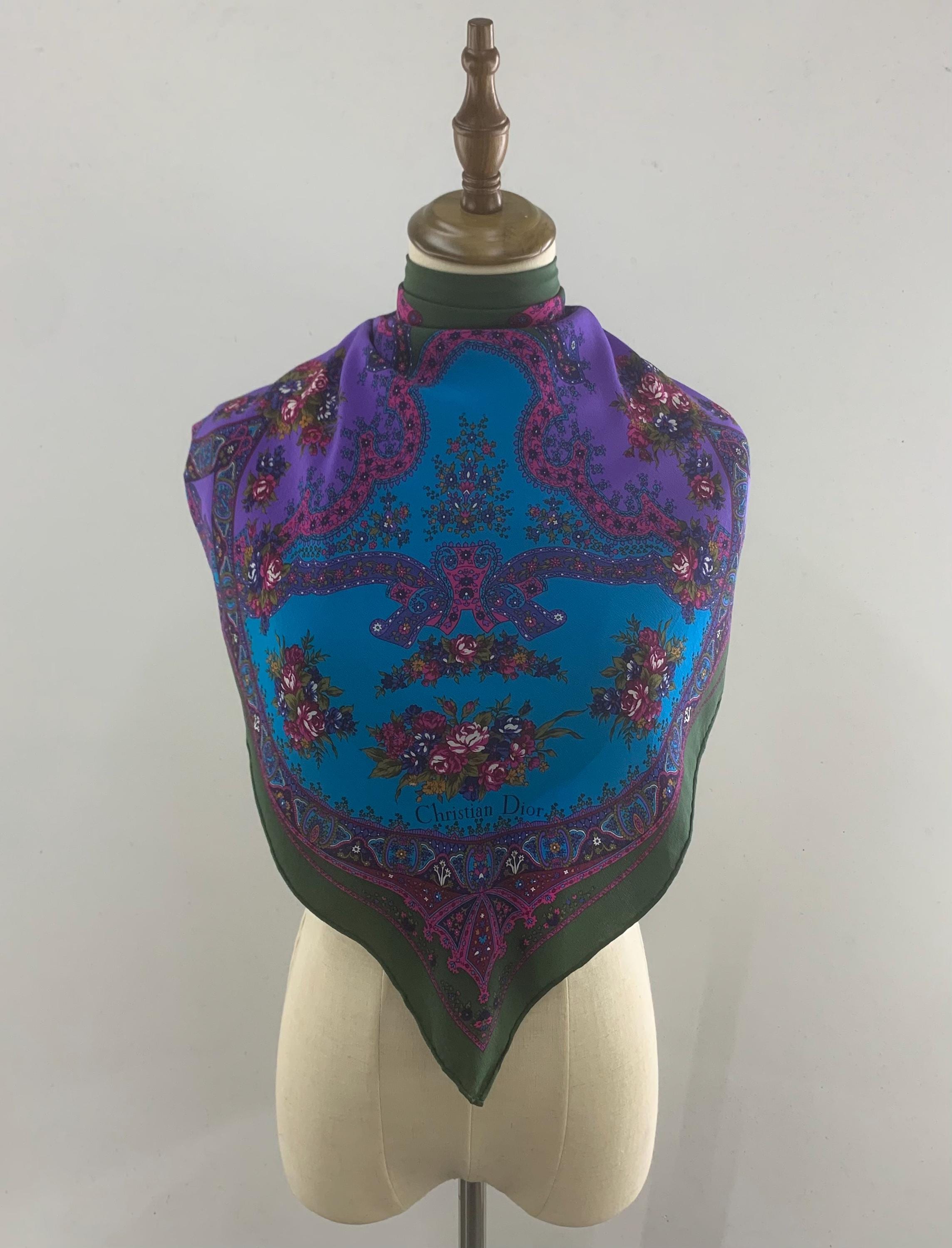 Authentic Christian Dior Silk Scarf Vintage Dior Scarf Paisley