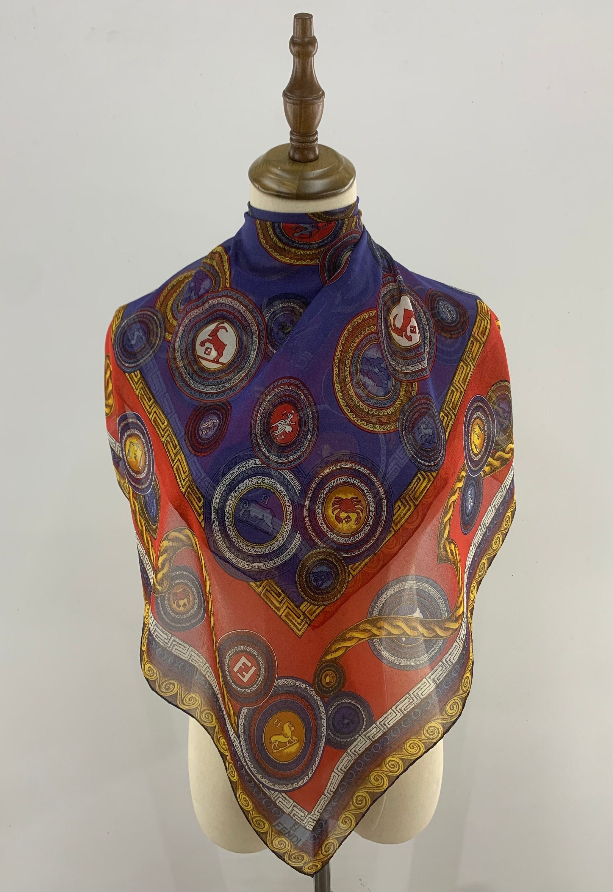 Vintage Fendi Silk Scarf, Authentic Fendi Scarf Classic Rare Print