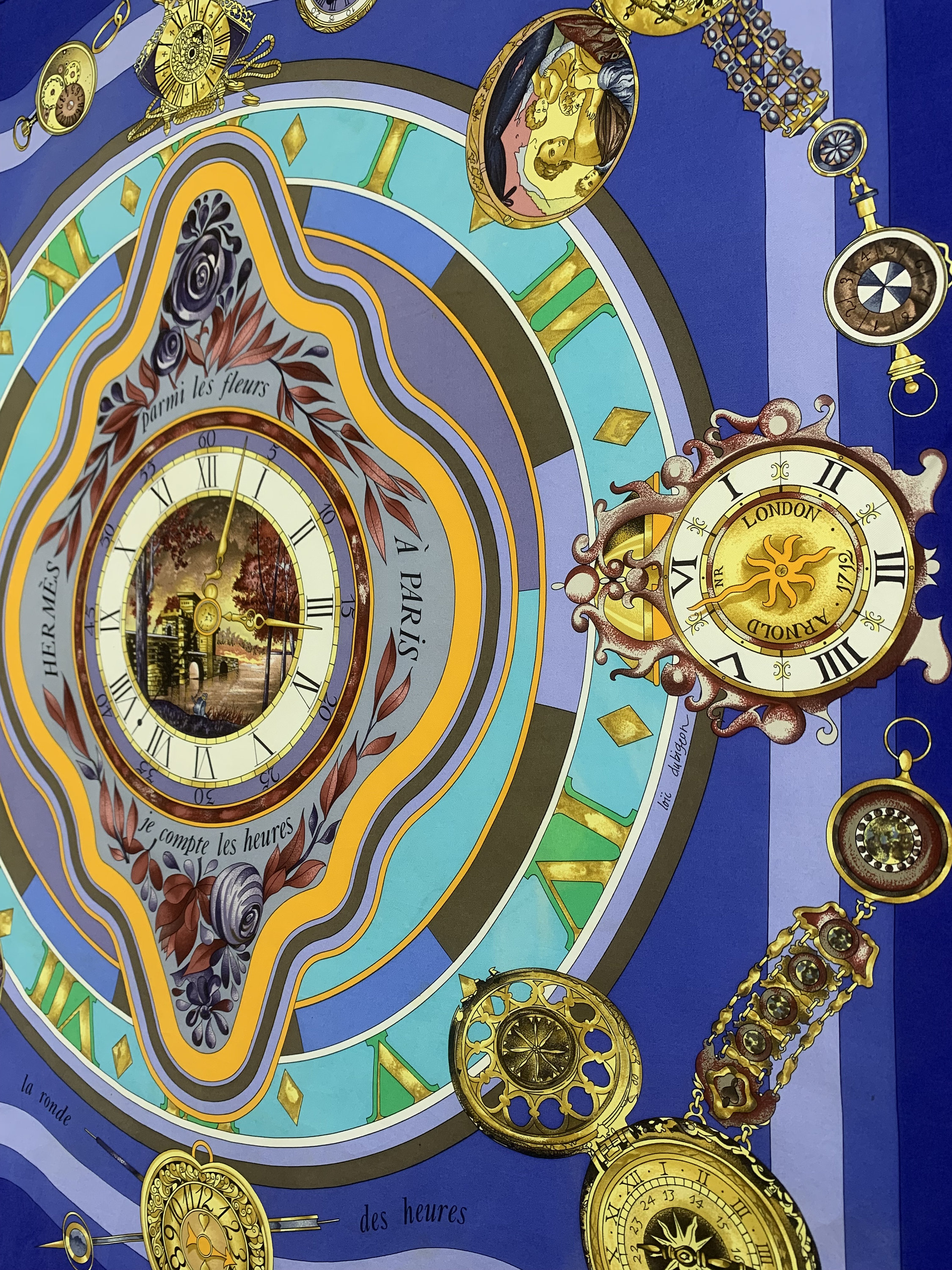 HREMES エルメス カレ スカーフ je compte les heures Vintage Hermes Scarf Parmi Les Fleurs Je Compte Les Heures