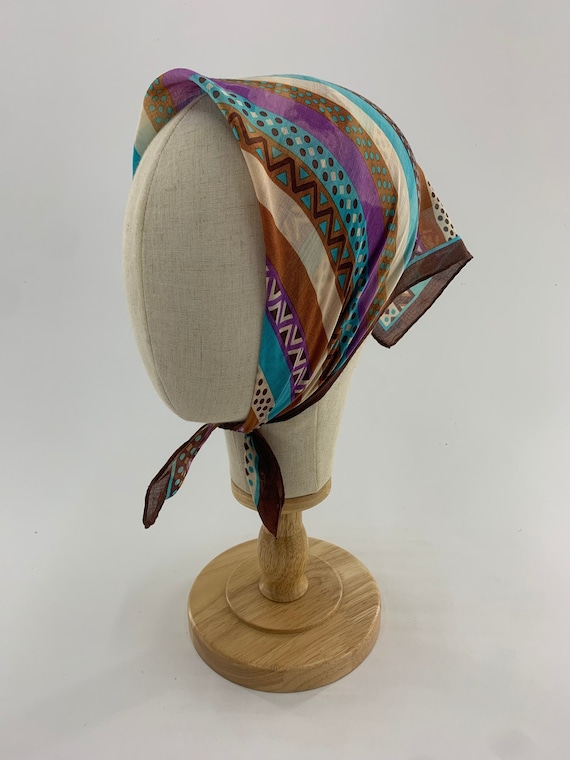 Vintage Yves Saint Laurent Handkerchief Fair Isle Bandana Accessories Gift Neckerchief Headband Wrap Babushka Scarf Scarves Pocket Square