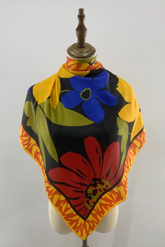 Vintage Flowers Silk Scarf | Japanese Scarf Class… - image 1