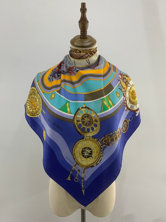 Vintage Hermes Scarf Parmi Les Fleurs Je Compte Les Heures by Loïc