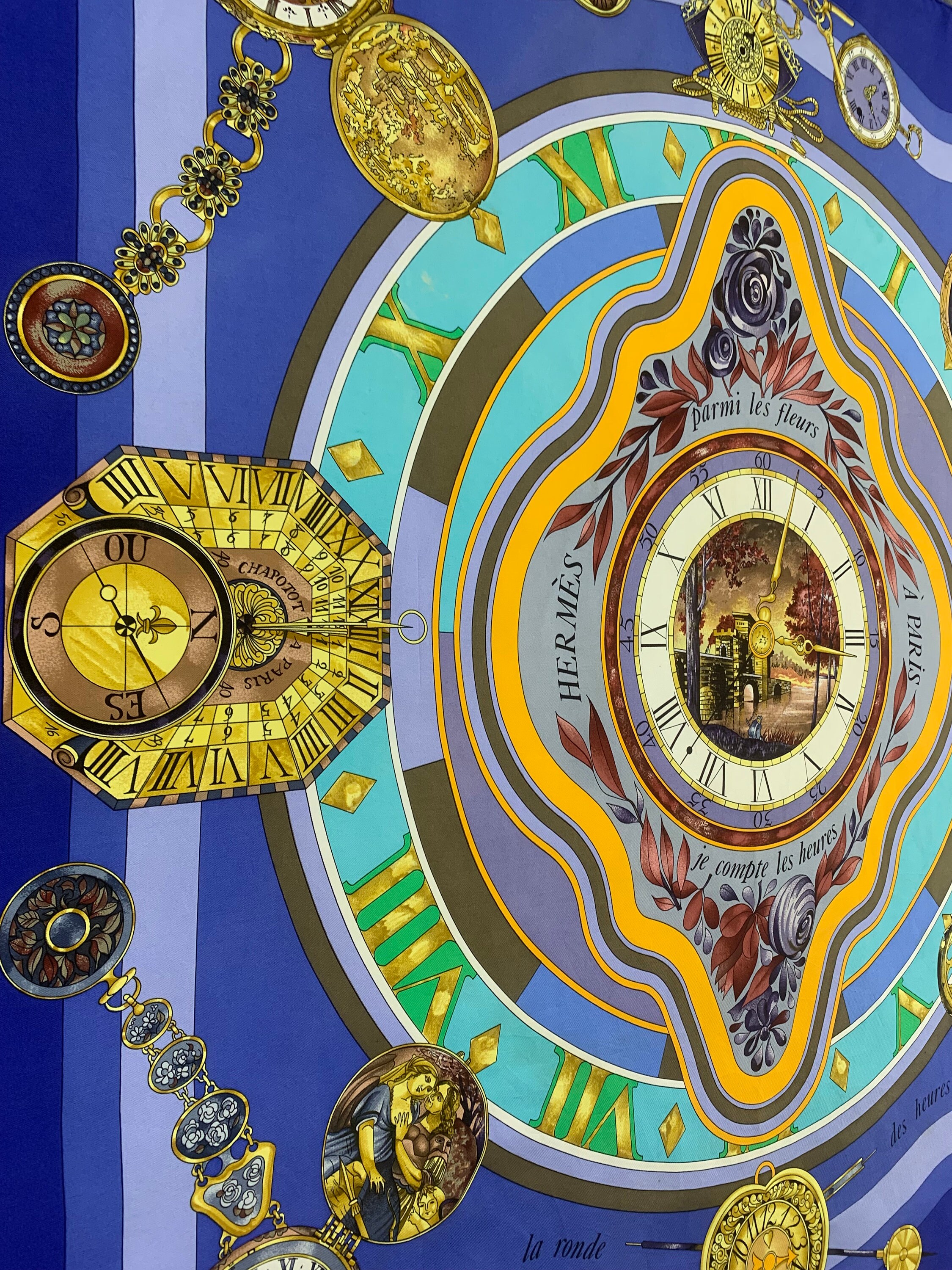 HREMES エルメス カレ スカーフ je compte les heures エルメス スカーフ カレ90 Parmi les fleurs je compte les heures 花