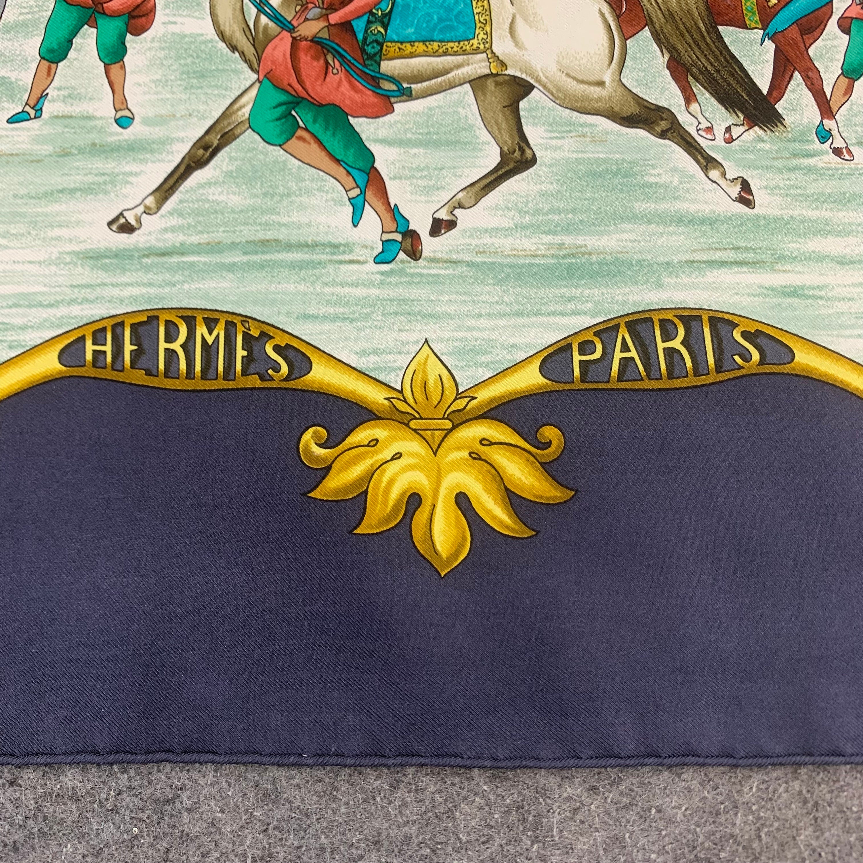 ヴィンテージ エルメス シルク スカーフ Les Chevaux Des Moghols、J