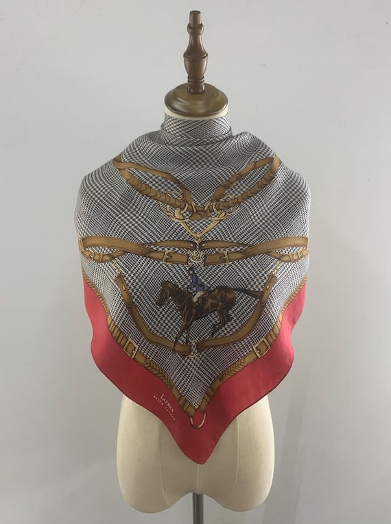 Vintage Ralph Lauren Silk Scarf Classic Design Retro Scarves Women