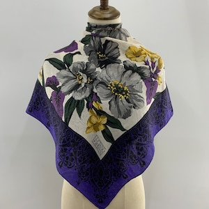 Vintage Luciano Soprani Silk Scarf Floral Scarf Women Accessories Classic Silk Bandana Carre Foulards Shawl Wrap Scarves Neckerchief