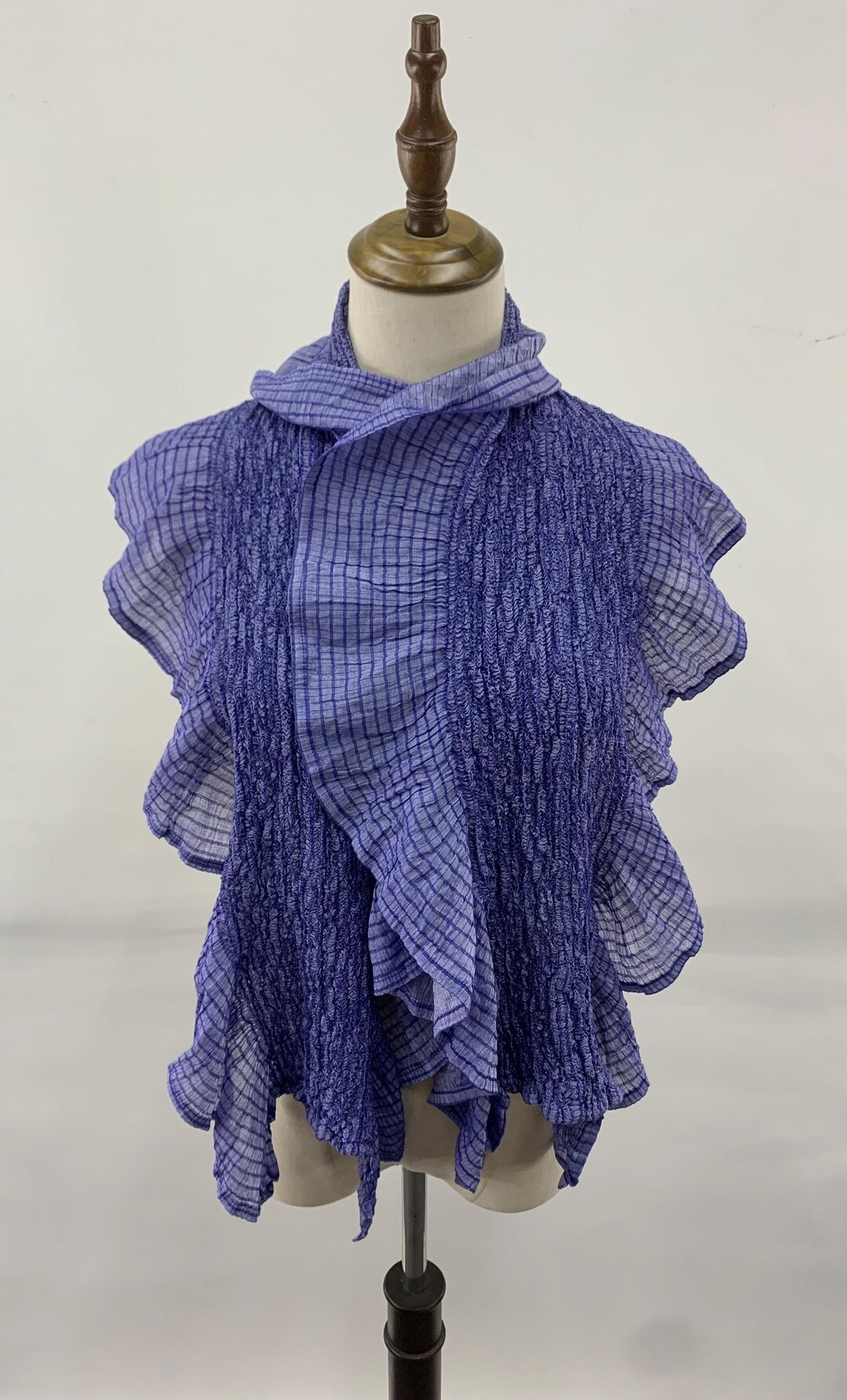 Pleated Ruffle Pattern Vintage 90s Issey Miyake Scarf Pleated Ruffle Pattern Ladies Women ...
