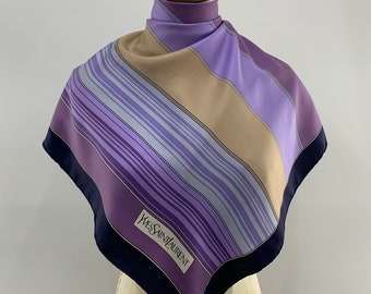 Vintage Yves Saint Laurent Silk Scarf, Yves Saint Laurent Foulards, YSL Accessories Shawl Luxury, Scarf Top, Wrap Classic Scarves Stripe