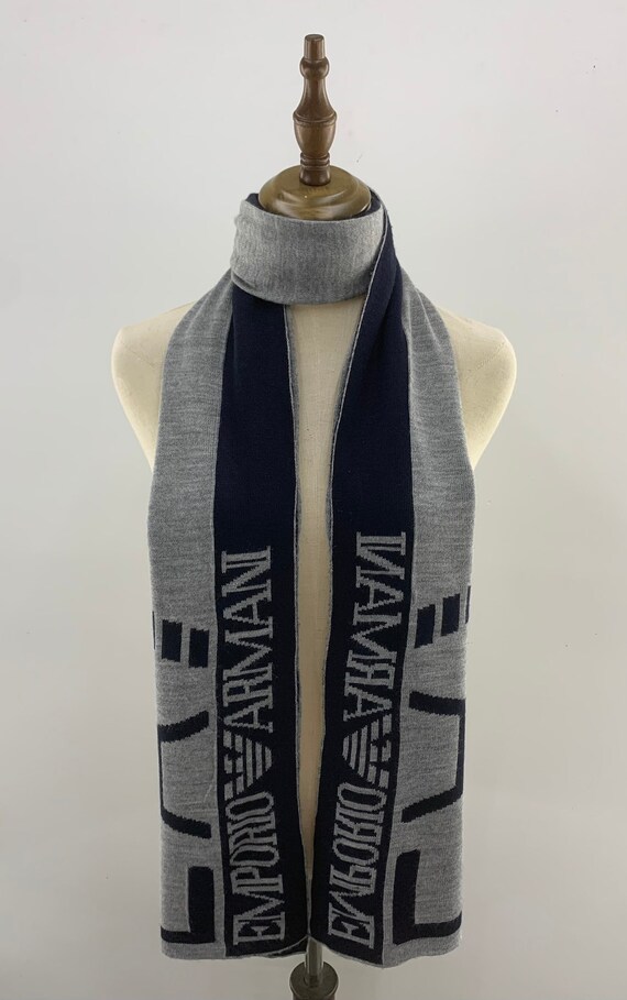 Vintage Emporio Armani Scarf Wool Scarf Classic Accessories Unisex Neckwear Wool Muffler Gift Idea Scarves Warm Winter Fashion Etsy