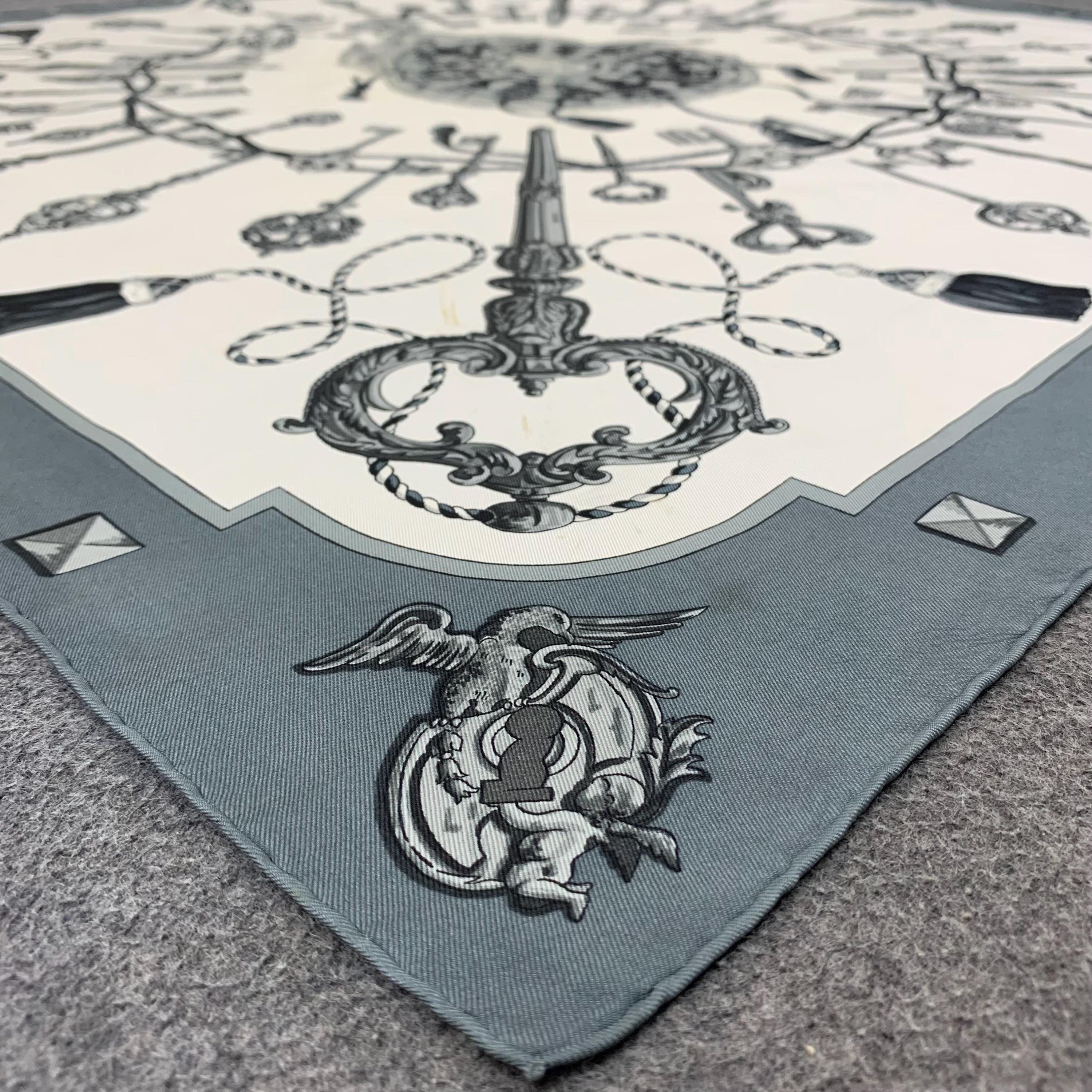 Vintage 80s Hermes Scarf Les Cles by Cathy Latham, Authentic