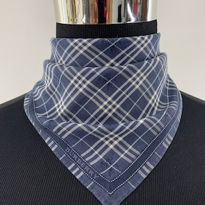 Vintage Burberry Handkerchief Blue Plaid Bandana Pocket Square Scarf Neckerchief Headband Head Wrap Accessories Unisex Scarves Head Scarf
