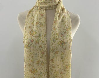 Vintage Laura Ashley-bloemenpatroon, Laura Ashley-sjaal chiffon zijde nekomslag lange sjaals omslagdoek Foulards stola uitlaat das