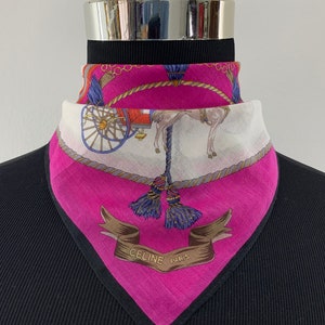 Vintage Celine Handkerchief, Celine Bandana Accessories, Celine Pocket Square, Celine Scarf, Celine Neck Scarf
