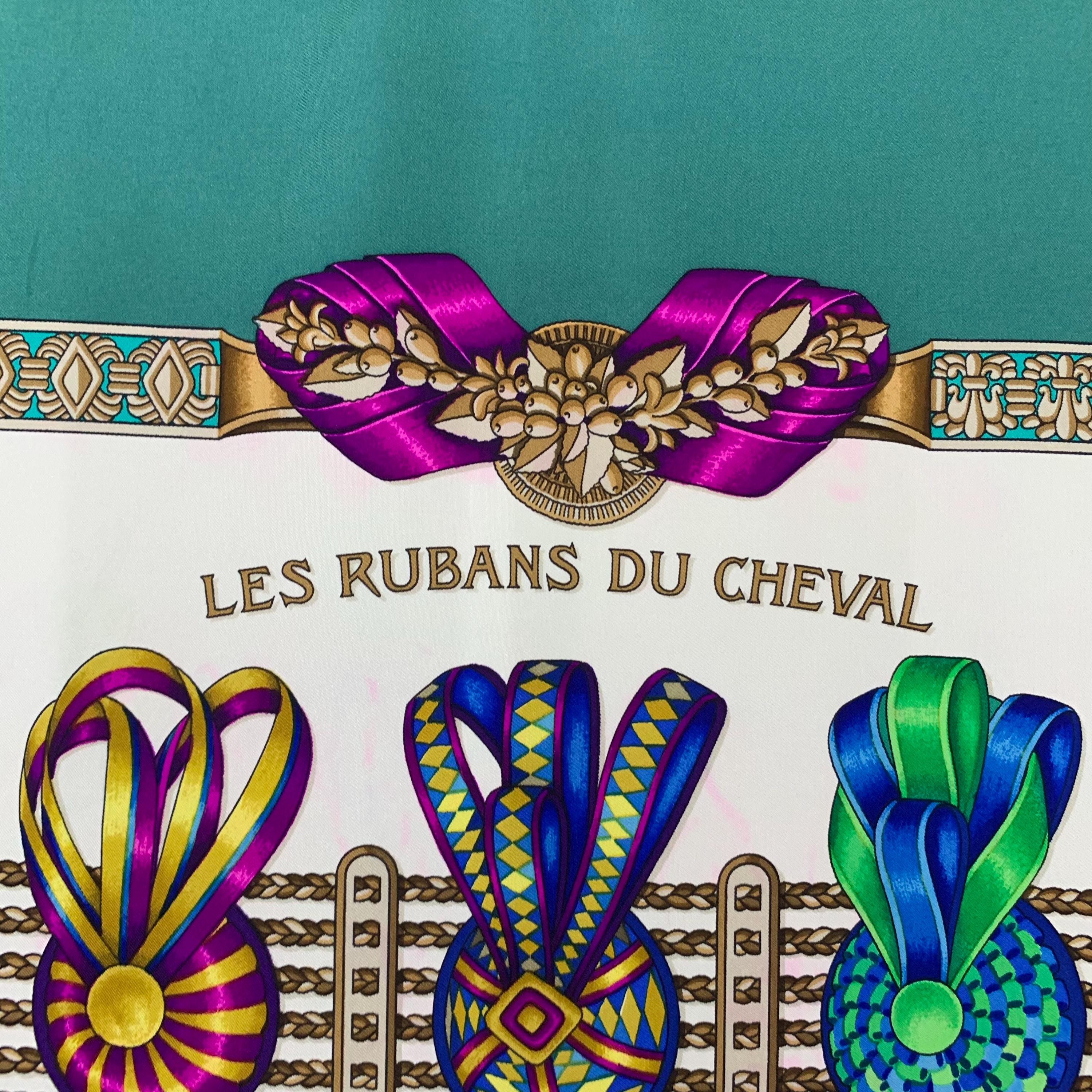 DEFECT | Vintage 90s Hermes Scarf Les Rubans Du Cheval Scarf by