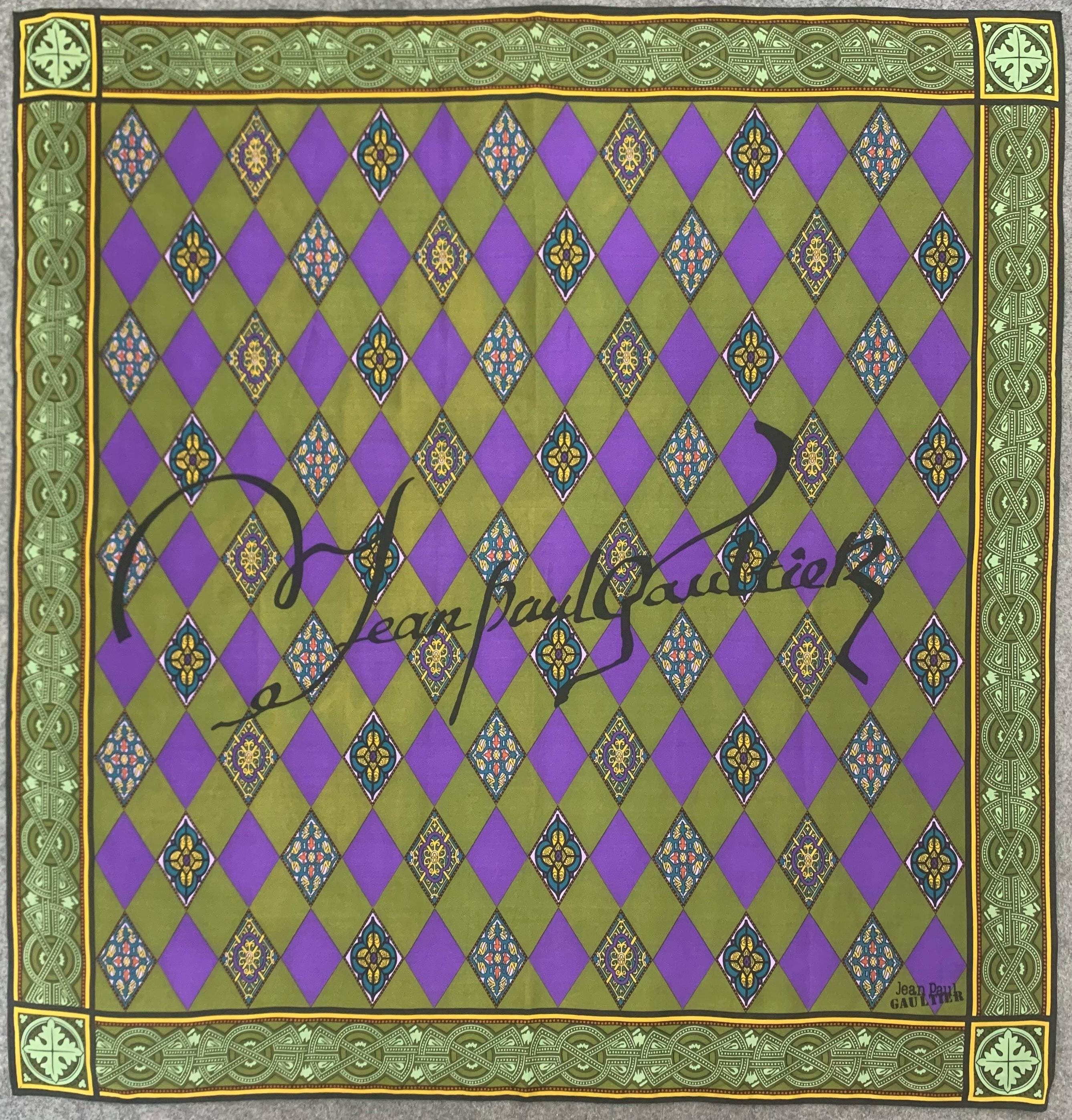 ヴィンテージ ジャンポール ゴルチエ シルクスカーフ 幾何学模様 ユニ