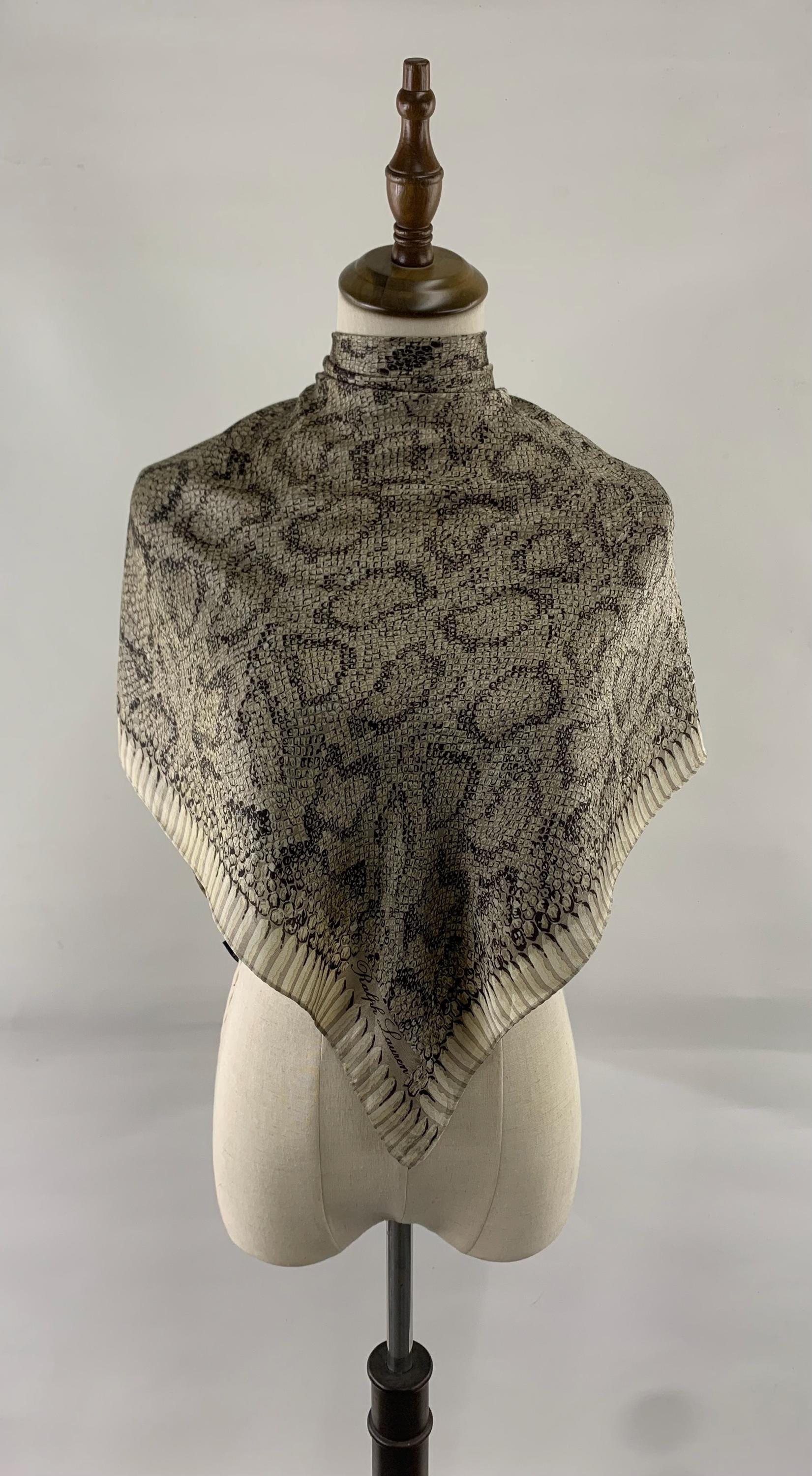 Vintage Ralph Lauren Silk Scarf Snakeskin Pattern Unisex