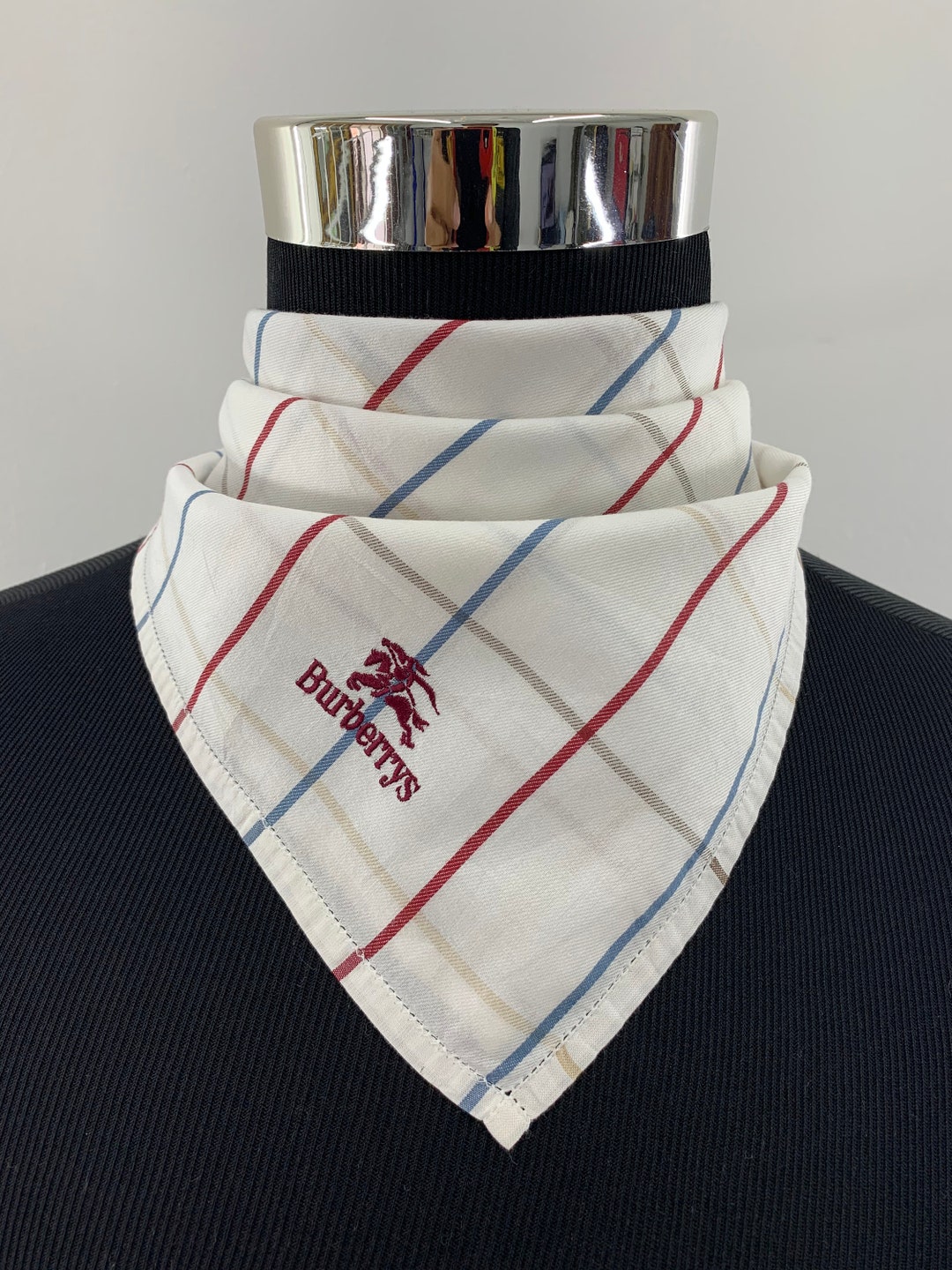 Vintage Burberrys Fazzoletto Bandana bianca Sciarpa fazzoletto da