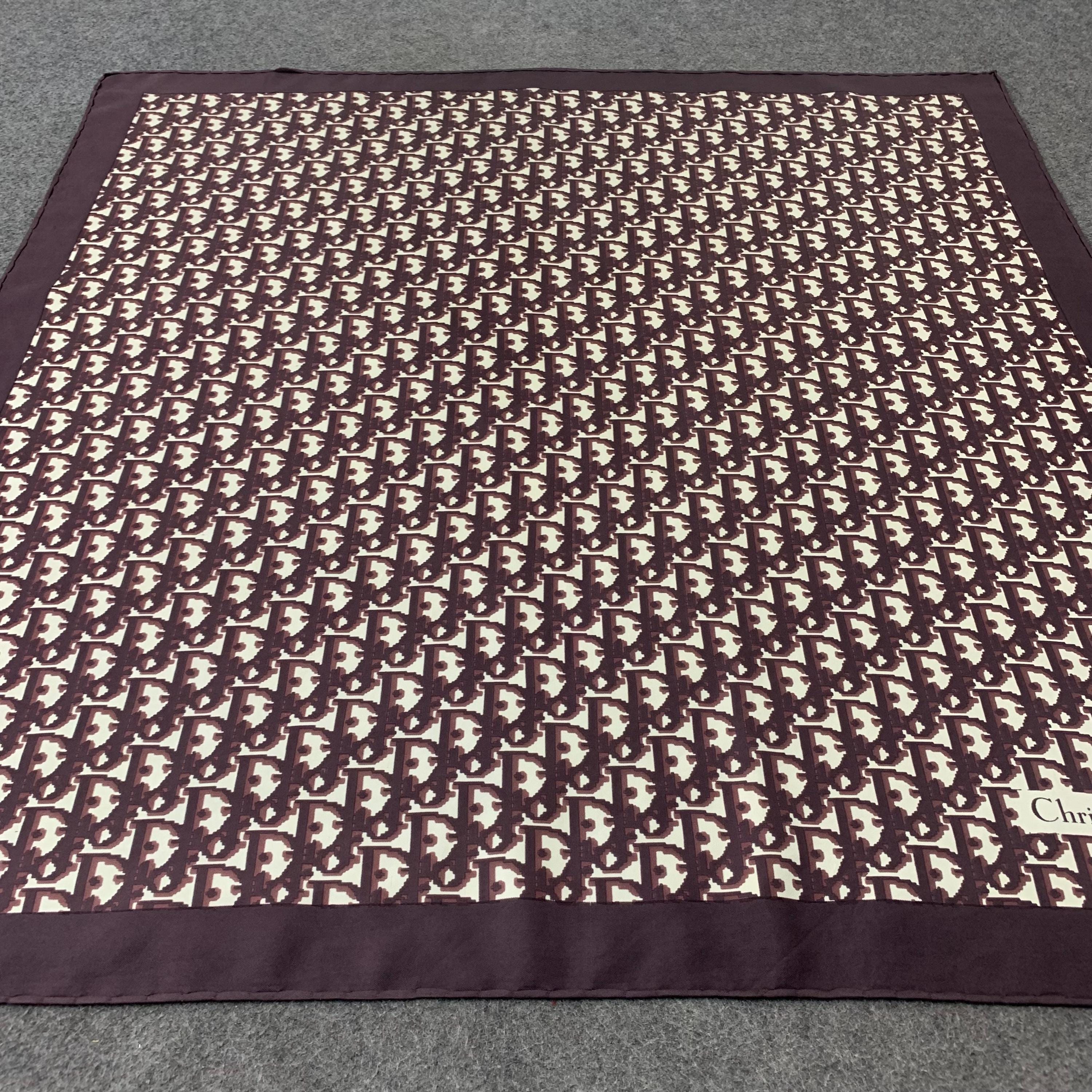 Vintage Christian Dior Silk Scarf Monogram Pattern Scarves Luxury