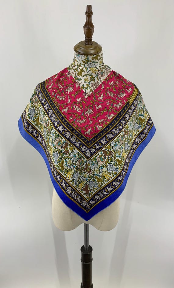 Vintage Hermes Chasse En Inde Scarf, Authentic Hermès Scarf by