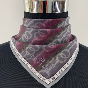 Vintage Celine Handkerchief, Celine Bandana Accessories, Celine Pocket Square, Celine Scarf, Celine Neck Scarf