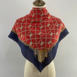 Vintage Silk Scarf, Vintage Square Scarf, Vintage Accessories, Vintage Foulard Scarf, Classic Scarf, Vintage Italian Silk Scarf, Neck Scarf