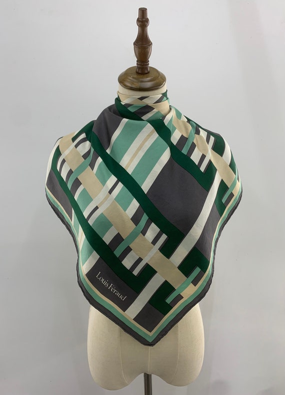 Vintage Louis Feraud Stripe Silk Scarf, Vintage Scarf Carre