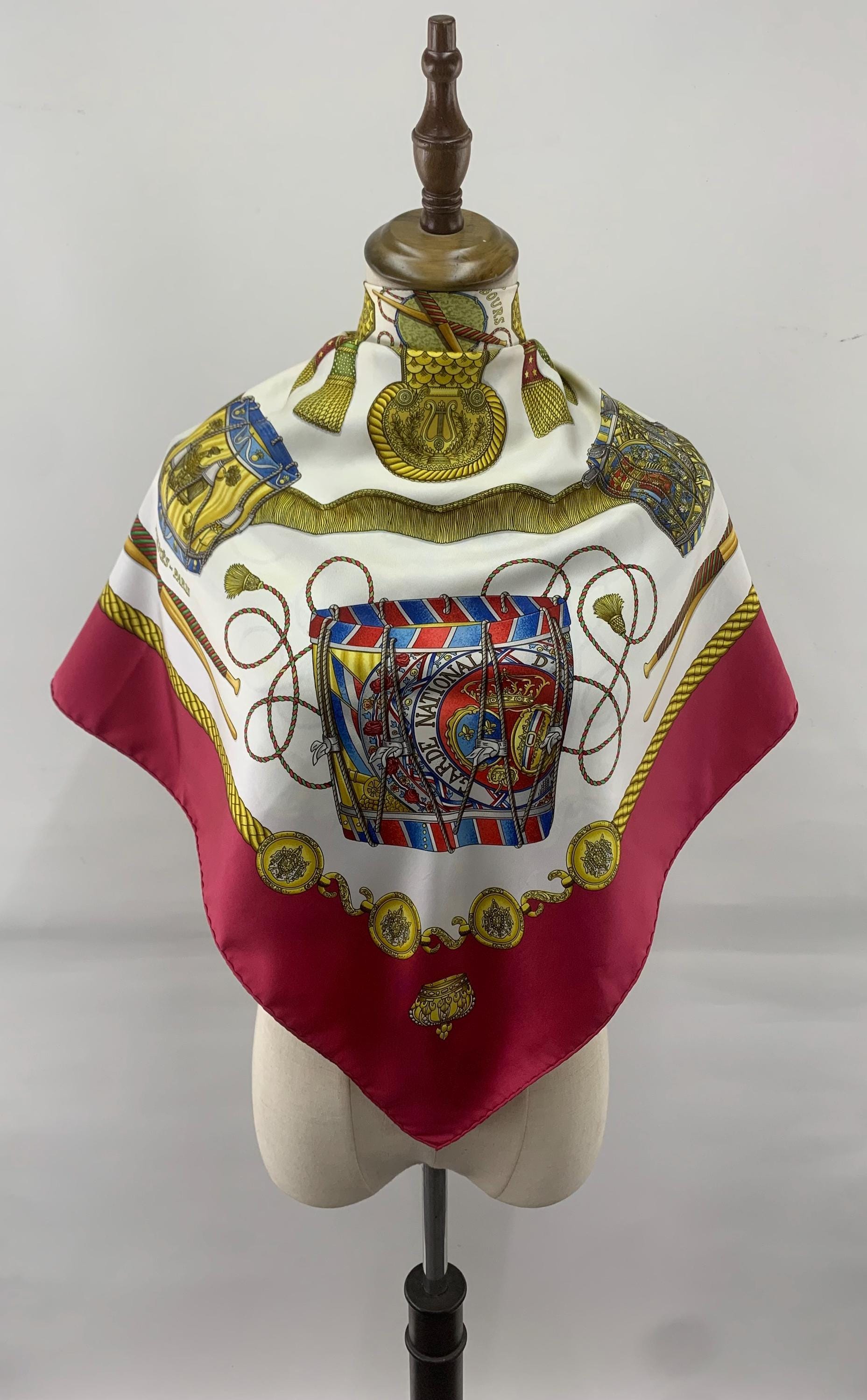 Vintage Hermès Les Tambours Silk Scarf, Authentic Hermes Scarf