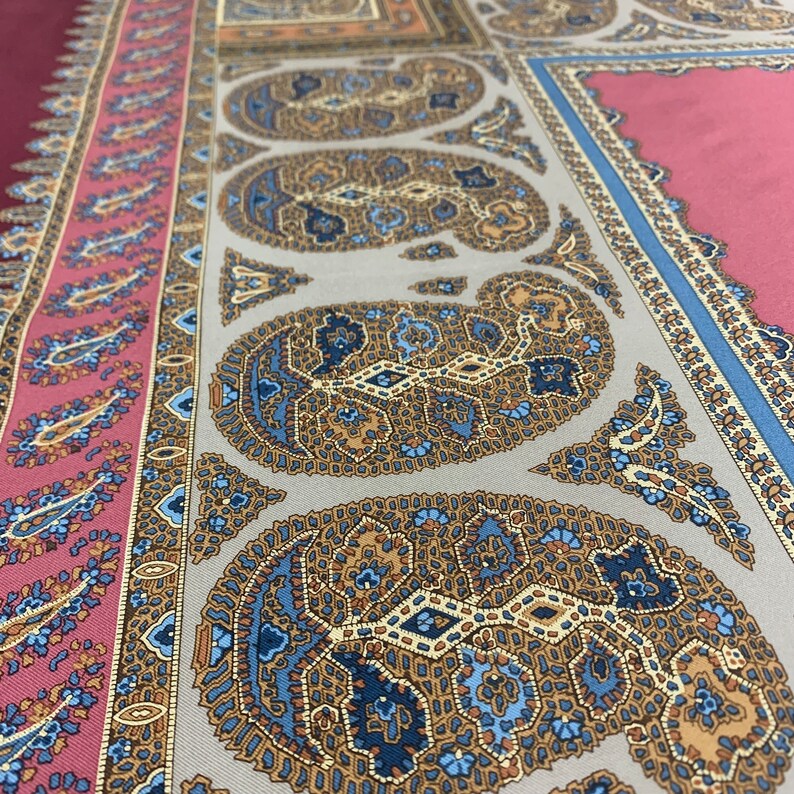 Foulard Carré Liberty Vintage – Soie 100%, Motif Floral Et Oiseaux, Fait Main En Italie