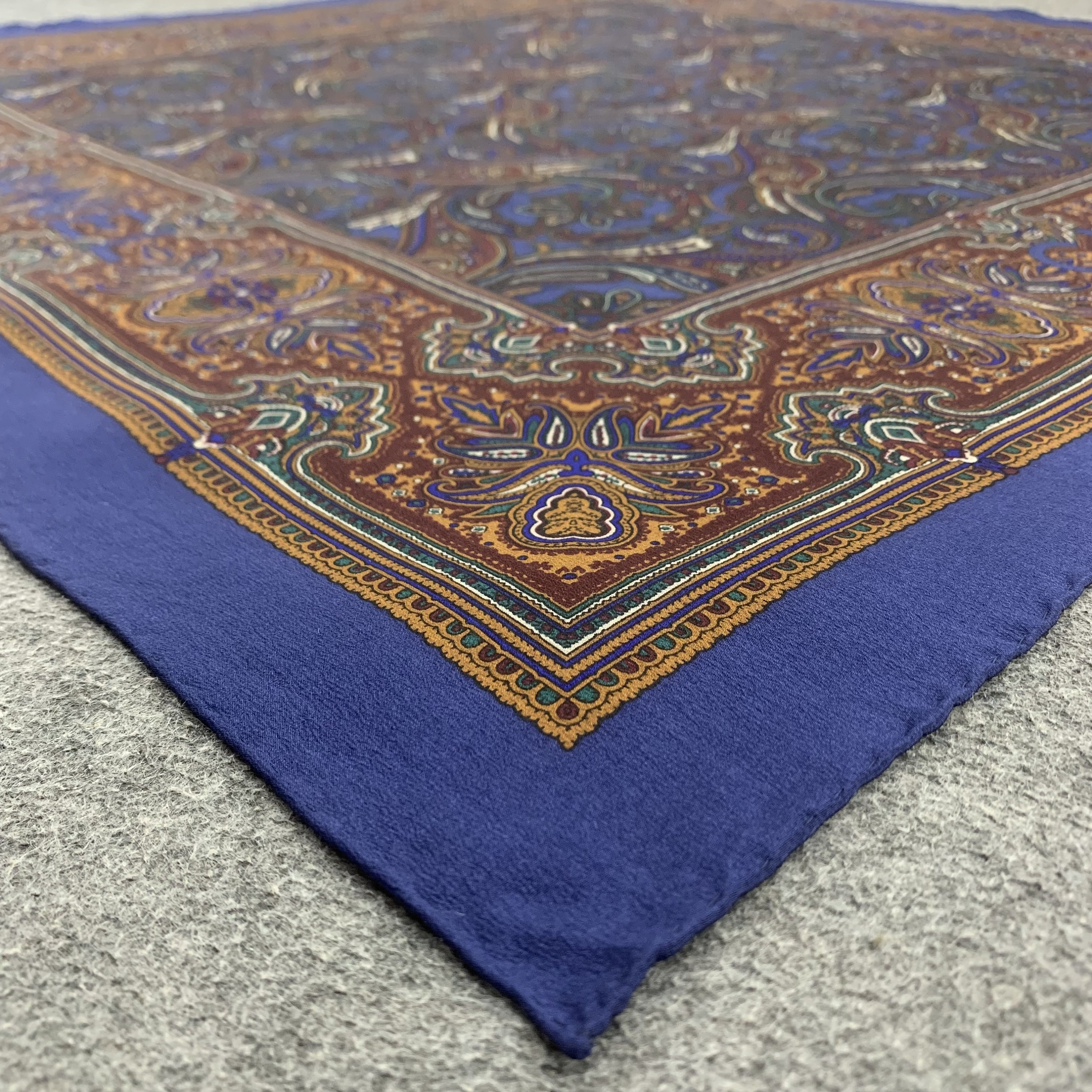 Authentic Chanel Silk Scarf Blue Paisley Accessories Women Silk