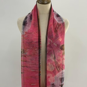 Foulard en soie Basile vintage motif fleuri fleurs florales foulard classique pour femmes accessoires foulard long foulards étole en soie silencieux