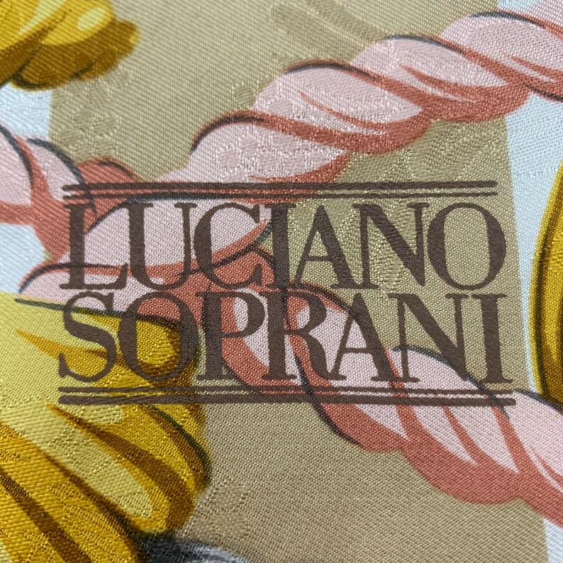 Foulard En Soie 100% Luciano Soprani - Vert - Vintage - 90 Cm - Occasion