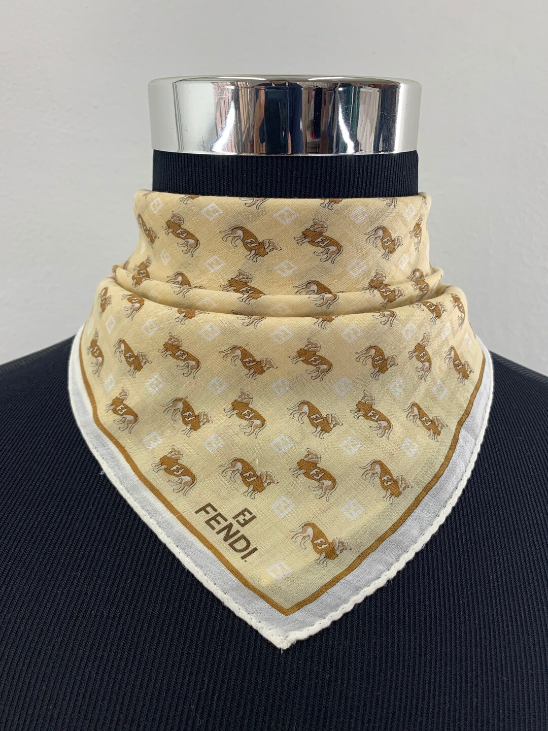 Vintage Fendi Handkerchief Fendi Dog Monogram Bandana Etsy
