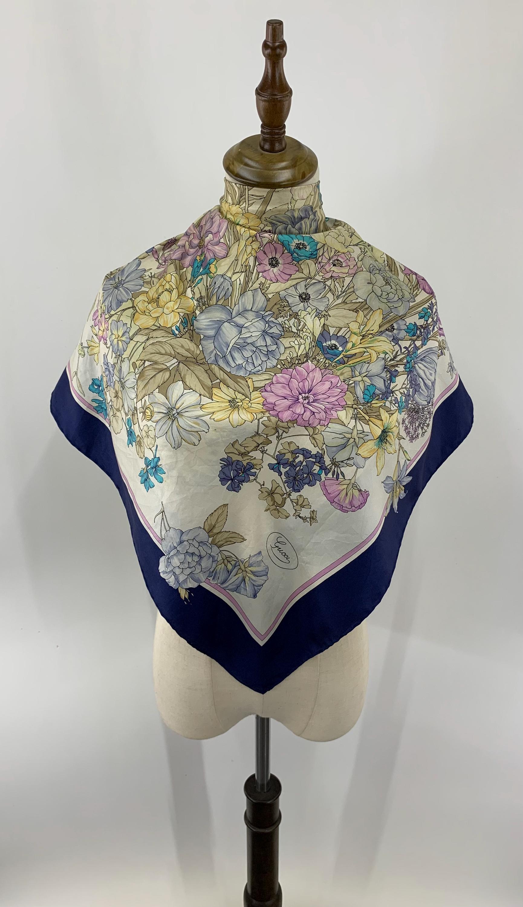 Vintage Gucci Blue Scarf - Etsy