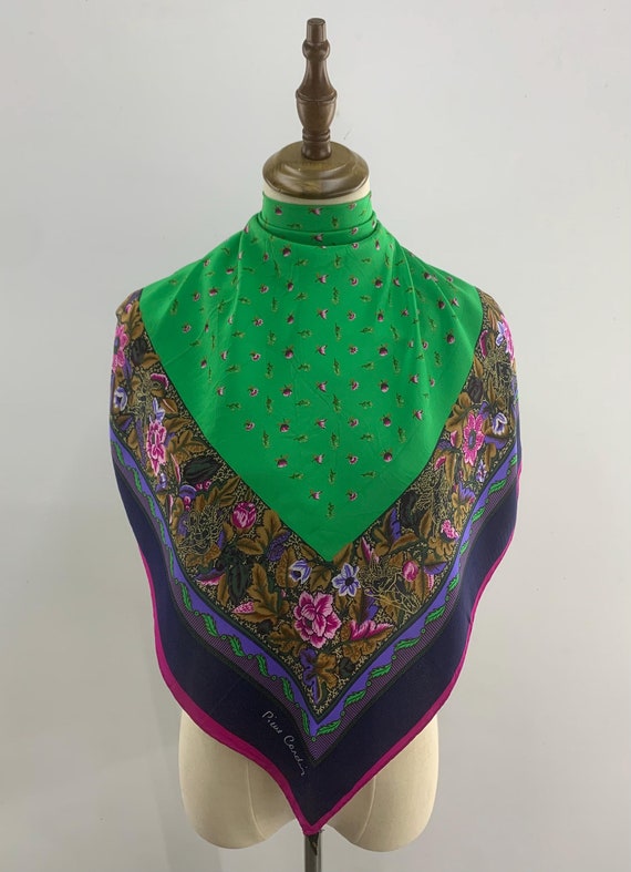 Vintage Pierre Cardin Silk Scarf Floral Flowers Print Scarves