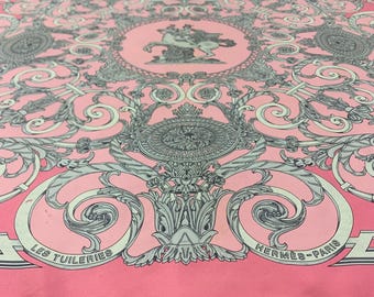 Vintage Hermes Scarf Les Tuileries by Joachim Metz, Authentic