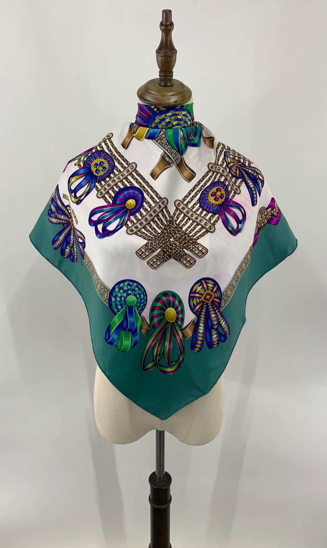 DEFECT | Vintage 90s Hermes Scarf Les Rubans Du Cheval Scarf by