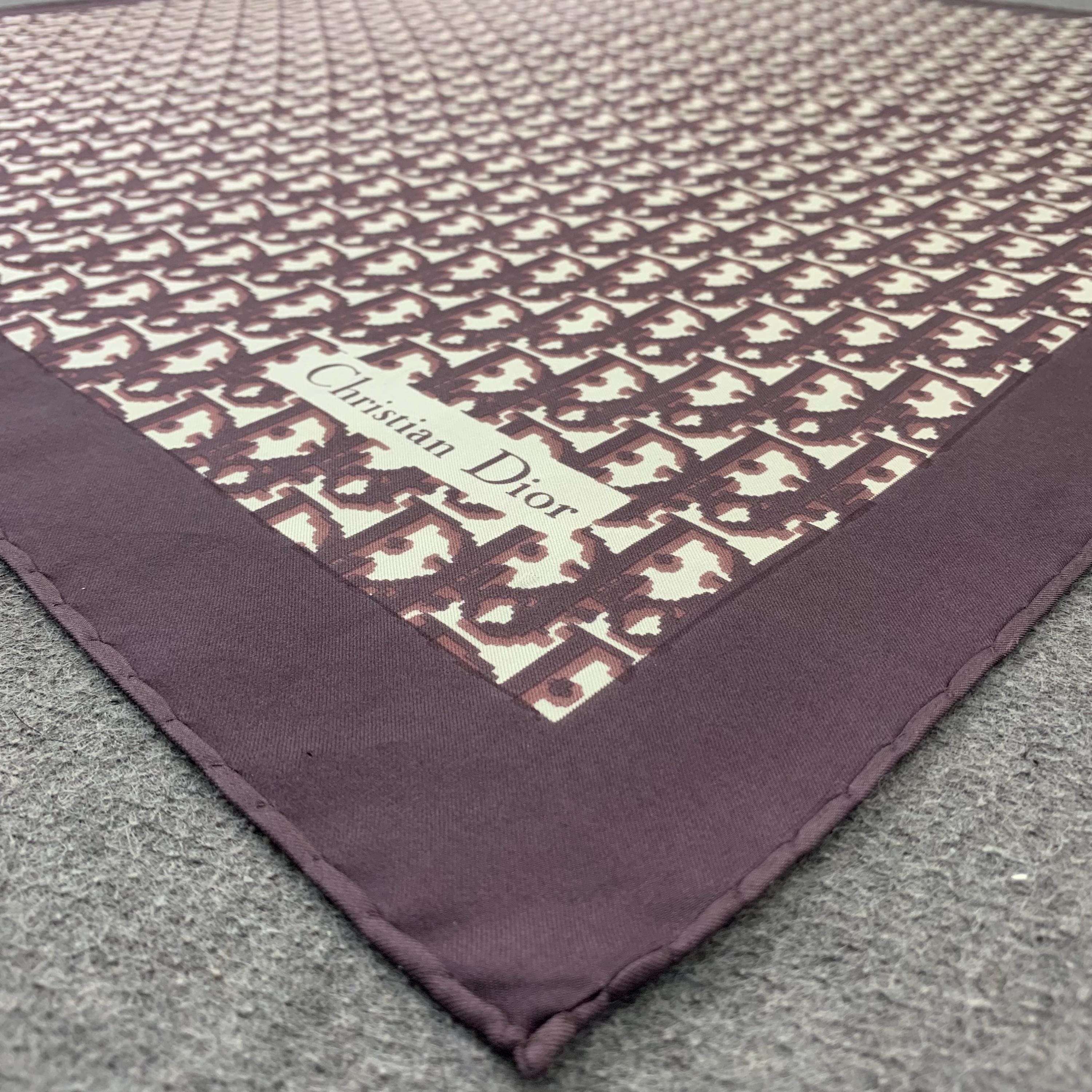 Vintage Christian Dior Silk Scarf Monogram Pattern Scarves Luxury