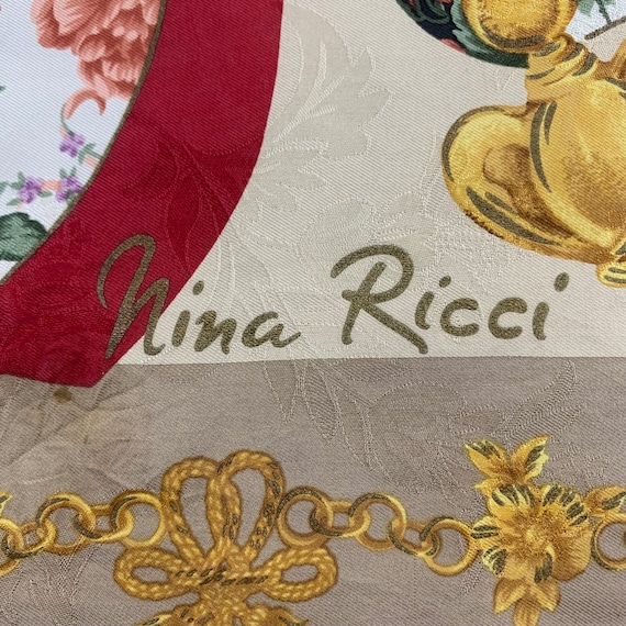 Vintage Nina Ricci Silk Scarf, Nina Ricci Gold Je… - image 4