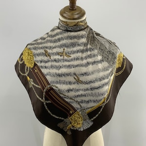 Vintage Silk Scarf, Classic Silk Scarf, Vintage Shawl Silk, Vintage Scarves, Vintage Scarf, Foulard, Silk Carre Unicorn Print Classic