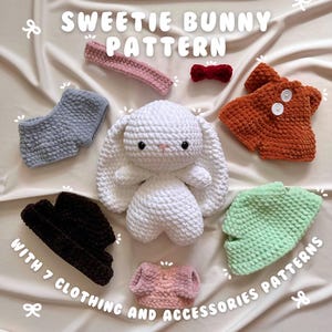 Süßer Hase mit Kleidung und Accessoires, Schnittmusterpaket