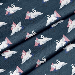 Massenware aus Stoff (japanisch inspiriertes Heron Illustrated Print Pattern) zum Nähen, Basteln, Polstern und für D.I.Y.-Projekte.