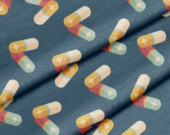 Fabric by the Yard ( Medication Pill Icon On Print Pattern ) for sewing, crafting, upholstery and D.I.Y projects.