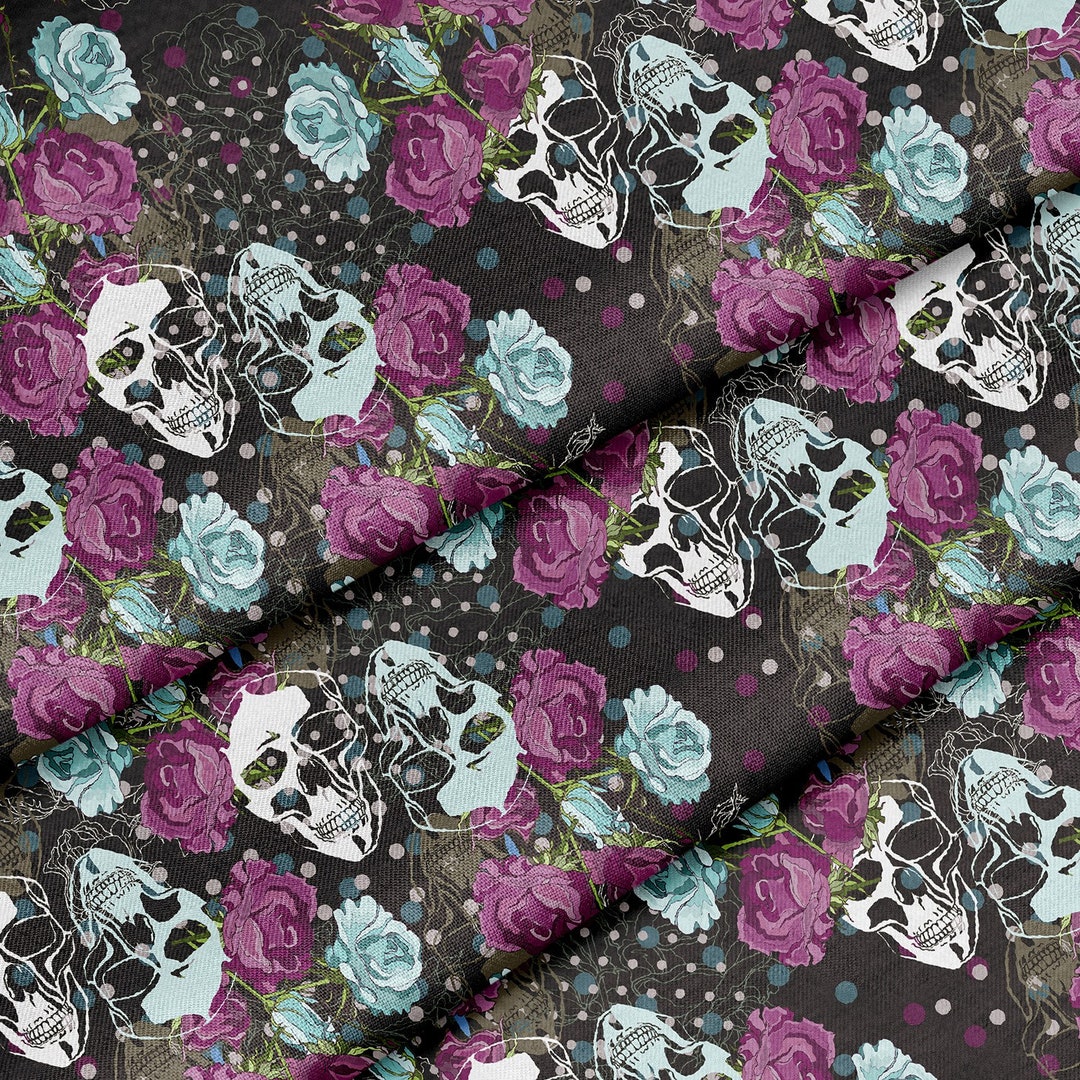 Fabric by the Yard ( Skull Roses Pattern ) for Sewing, Crafting ...