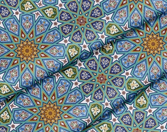 Fabric by the Yard ( Arabic Floral Traditional patterns ) for sewing, crafting, upholstery and D.I.Y projects.