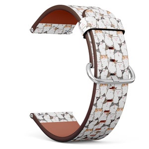 Correa de reloj de cuero vegano 18 mm 20 mm 22 mm 23 mm (lindo gato de dibujos animados en impresión) Correa de pulsera de banda de reloj con pasadores de liberación rápida