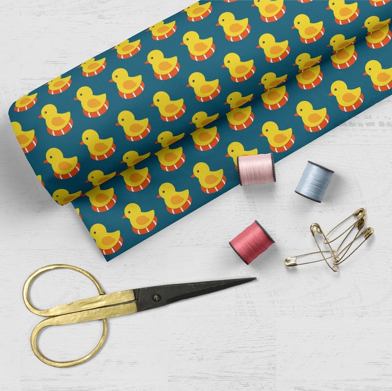 Fabric by the Yard ( Yellow Rubber Duck Print Pattern ) for Sewing ...